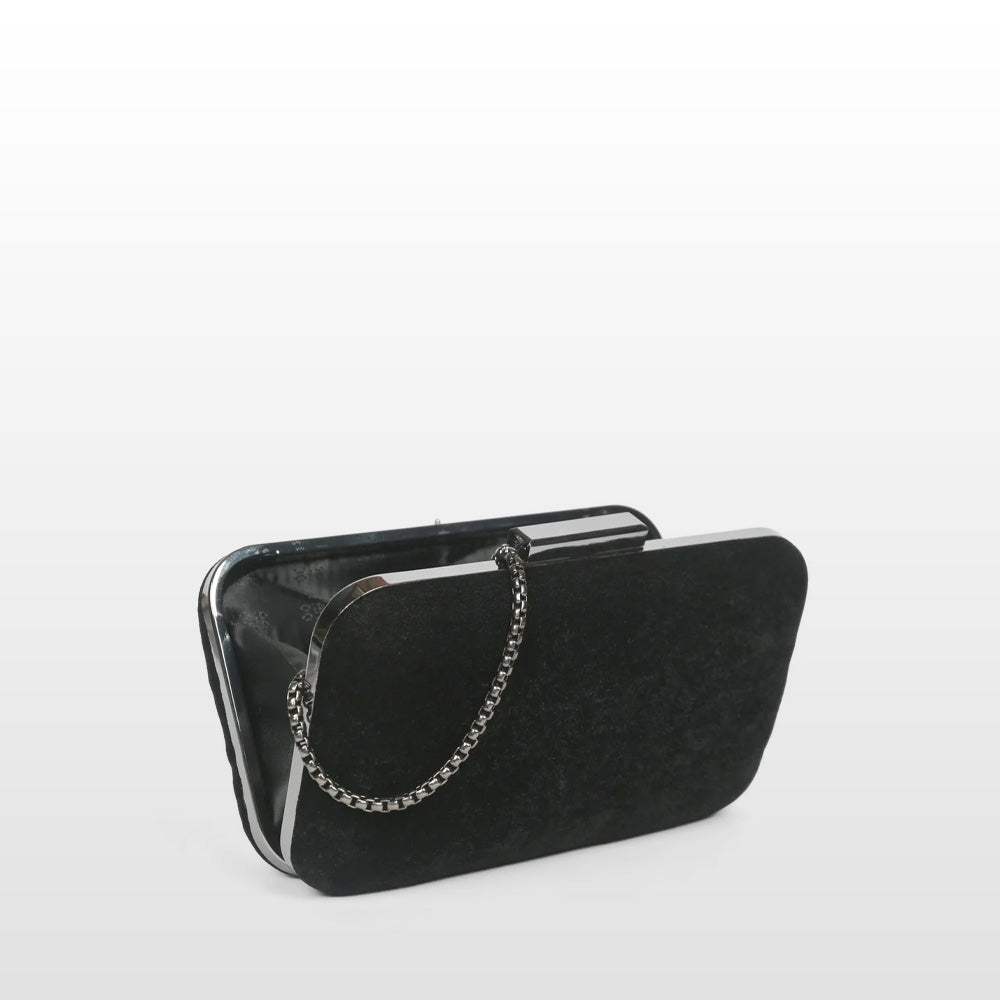 "Handmade Black Velvet Clutch: Zardosi Elegance with Agate & Labradorite Gemstones"