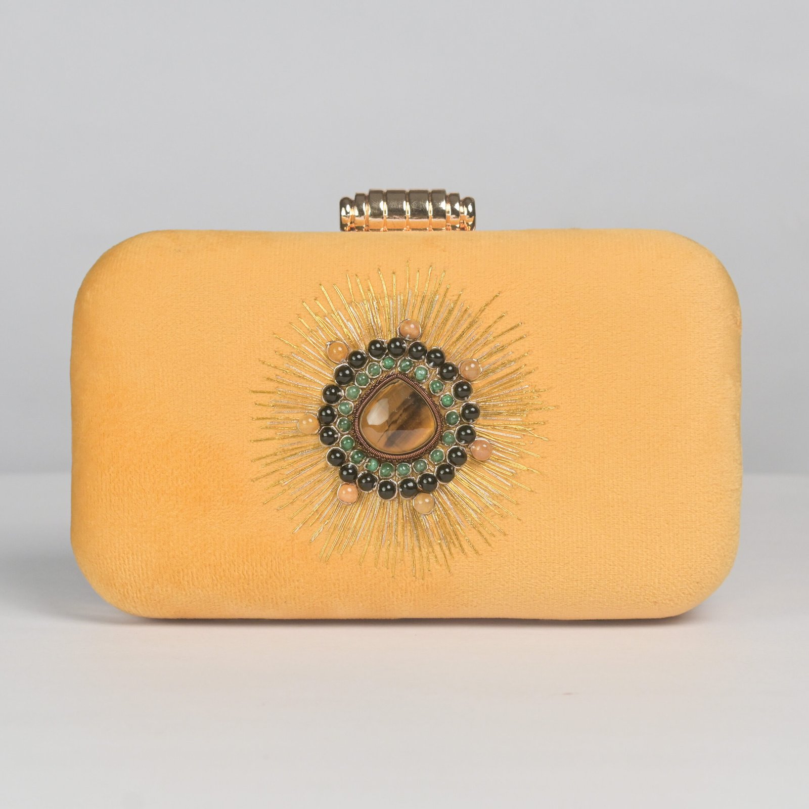 Beautiful Yellow Printed Bling Box Clutch Bag Purse – AMRUT