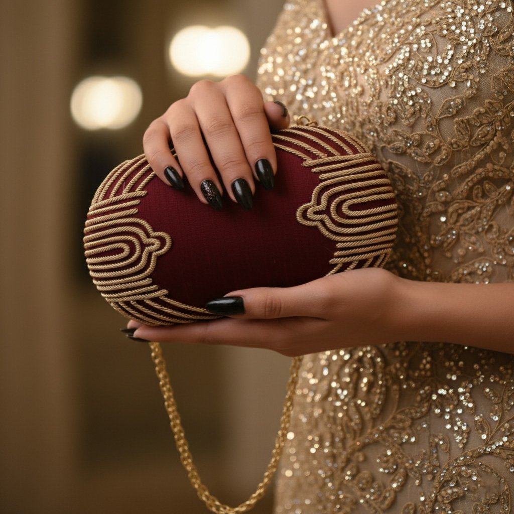 Handmade Christmas Clutch Bag for Women, Maroon Handmade Clutch for her 1 Gemini Generated Image jw8d1ljw8d1ljw8d