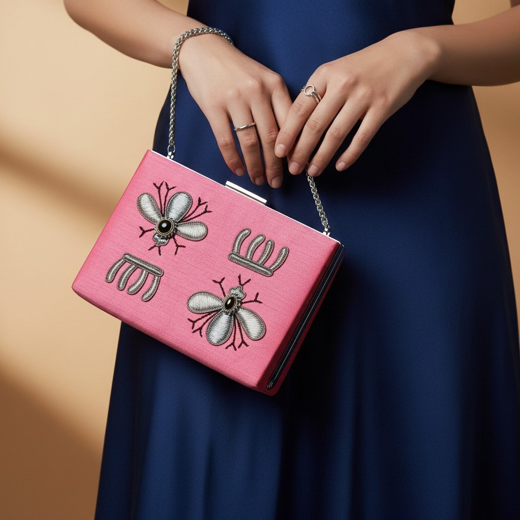 Honey Bee Pink Clutch Bag 1 Gemini Generated Image lwkdsnlwkdsnlwkd
